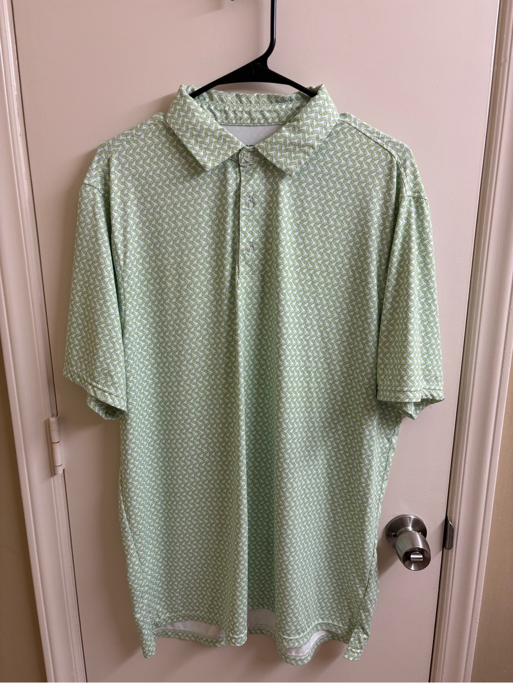 Short Par 4 Golf Polo Performance Shirt Mens Large Green World Amateur Print